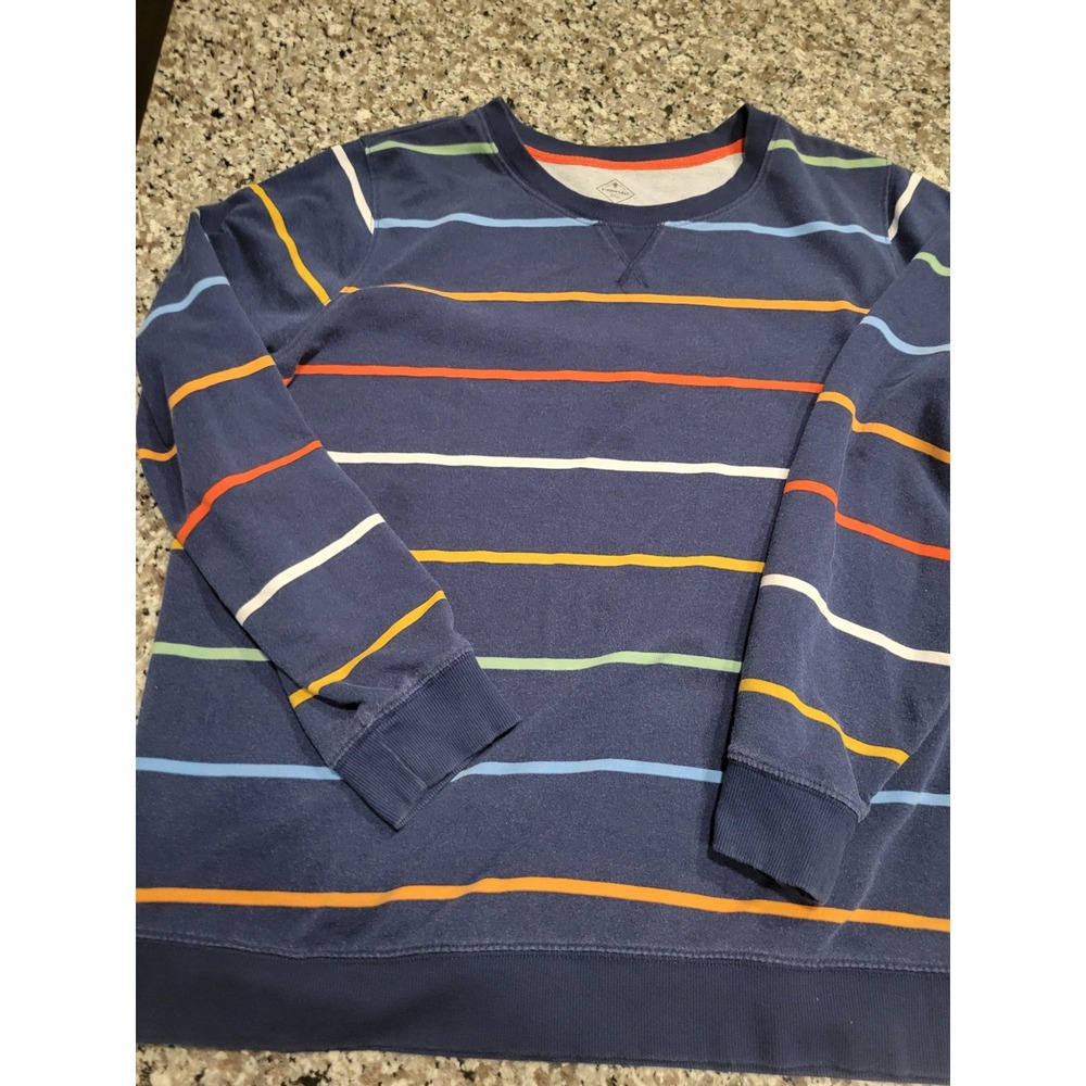 St Johns Bay‎ Mens XL Classic Sweatshirt Navy Blue Multi Color Striped Pullover